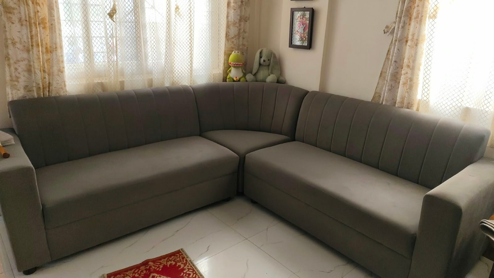 L-Shaped Sectional Fabric Sofa Shampooing & Dry Vacuum